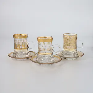 En gros 12 pièces réutilisable tasse à café arabe tasse à thé en verre ensembles de tasses à thé turques