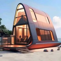 Capsule spatiale panoramique en verre et acier, maison mobile, B&B, mini-maison avec salle de bain intégrée, étanche, moderne
