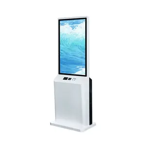 Tampilan layar sentuh 32 43 inci murah, totem All In One Pc lantai berdiri Stan pembayaran dengan kamera Printer QR Scanner