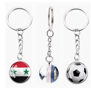 Porte-clés et pendentif de sac en verre, motif drapeau national de la Syrie, avec fleur en cristal, bijou souvenir de voyage - Product Image 1