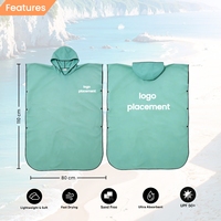 Vente en gros de poncho pare-soleil à séchage rapide imprimé de logo personnalisé robe à langer poncho de surf en microfibre daim serviette de plage à capuche pour adulte