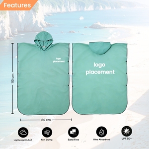 Venta al por mayor de logotipo personalizado impreso de secado rápido bloqueador solar bata cambiante gamuza microfibra <span class=keywords><strong>Surf</strong></span> <span class=keywords><strong>Poncho</strong></span> Toalla de playa con capucha para adultos - Product Image 2