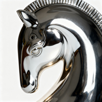 Ornement de cheval en résine argentée électro-plaquée Art Déco de luxe - Décoration de tête de cheval en résine élégante et écologique pour la maison, le bureau et l'intérieur