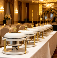 FULAIXIN Réchaud de buffet de luxe élégant en acier inoxydable doré 8L, chauffe-plats à alcool 50-70°C, longue durée de vie