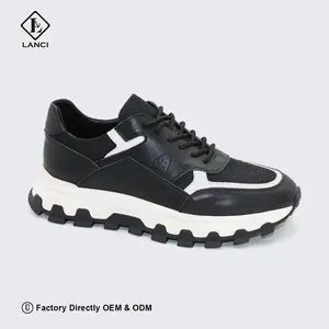 LANCI 2022 Factory Discount Breathable Casual Sports Shoes Sneaker Walking Style Flat Non-slip Running Leather Shoes
