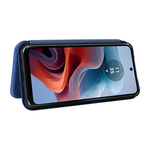 เคสฝาแม่เหล็กแบบฝาพับดีไซน์คาร์บอนไฟเบอร์สำหรับธุรกิจย้อนยุคเคสโทรศัพท์พร้อมช่องเสียบการ์ดสำหรับ G34 Moto 5g - Product Image 5