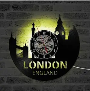 Londres — horloge LED à télécommande, en vinyle, avec modèles de dessins animés 3D, horloge murale en vinyle de bonne qualité, décoration de maison, meilleur cadeau