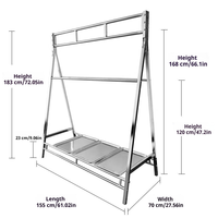 Support de suspension à 3 tringles en acier inoxydable 201 poli pour viande, capacité de charge 300 kg, présentoir pour canard rôti, jambon, tube épais