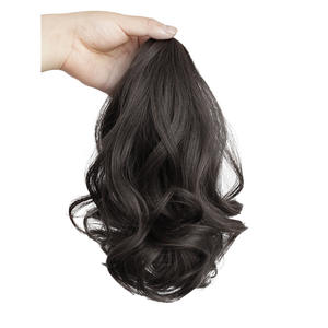 Extensiones de Cabello de Marca Nacional para Mujer, Cola de Caballo Marrón Oscuro de 35 cm, Fibra Resistente al Calor, Flequillo Juvenil Dulce, Extensiones de Cabello para Dama - Product Image 3