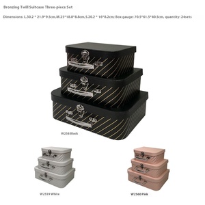 Eternal Floral Design Three-Piece Bronzing Twill <strong>Suitcase</strong> Portable <strong>Cardboard</strong> Wedding Gift Box for Household Products - Product Image 5