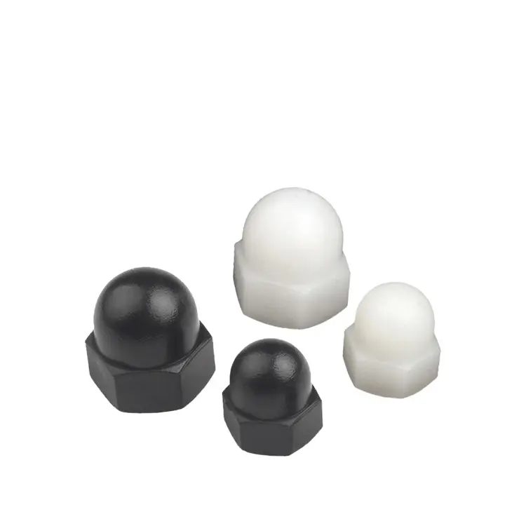 China wholesale high quality white black PA66 nylon m8 plastic hex domed nut