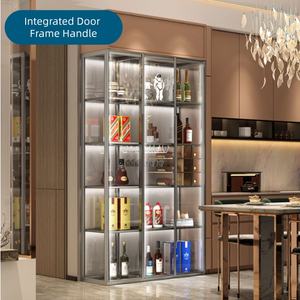 Vitrina de Vidrio LED para Licores, Marco de Aluminio, Vidrio a Prueba de Explosiones, 2/3 Puertas, Mueble de Almacenamiento para <span class=keywords><strong>Bar</strong></span>, para Sala de Estar - Product Image 2