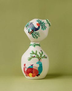 Vase en céramique décoratif peint à la main, style Gond Art, avec motif inspiré de cerfs et bois de cerf, poterie artisanale pour la maison - Product Image 6