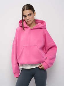 เสื้อฮู้ดครอปเอวเข้ารูปสำหรับผู้หญิงปี 2026 สีพื้นเรียบง่าย แขนยาว สวมใส่ง่าย ทันสมัย มีกระเป๋าหน้า - Product Image 6