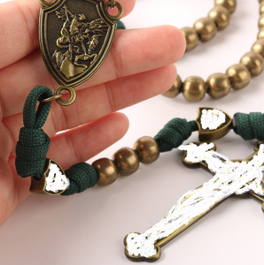 맞춤형 골동품 청동 및 은색 십자가 가톨릭 묵주 종교 아이템 남성용 빈티지 묵주 디자인 구슬 목걸이 - Product Image 4