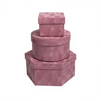 Coffret en velours de haute qualité, combinaison de formes multiples, ensemble de 3 pièces, boîte cadeau d'anniversaire, boîte à fleurs en velours pour la Saint-Valentin