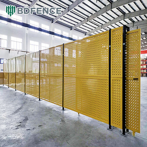 Clôture de sécurité d'atelier personnalisable, cloison industrielle, clôtures perforées, acier à faible teneur <span class=keywords><strong>en</strong></span> carbone galvanisé, anti-rouille, barrière modulaire - Product Image 2