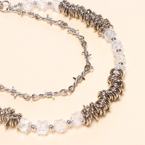 Cadena de cintura de doble capa con cuentas de espiga, de aleación de zinc, estilo hip hop, diseño de púas, para moda, cadena corporal - Product Image 3