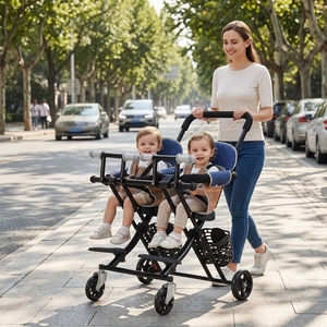 Carrito Doble para Bebés JXB a Precio Económico, con 4 Ruedas <span class=keywords><strong>de</strong></span> Goma, Plegado Rápido y Pedal Ajustable - Product Image 5