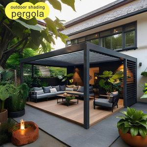 أكشاك مخصصة قابلة للتعديل خارجية مقاومة للماء سقف رمادي عريشة ألومنيوم مزودة بمحرك لحفلة شواء شواء - Product Image 2