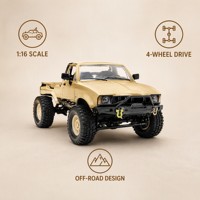 Camionnette télécommandée, échelle 1/16, 4x4, tout-terrain, 2,4 G, voiture électrique en métal avec chargeur - Cadeau pour enfants et garçons