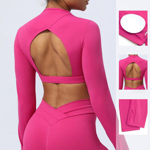 HEARUISAVY nuevo <span class=keywords><strong>esqueleto</strong></span> hermosa espalda Yoga ropa Tops manga larga suave deportes camiseta mujer apretado gimnasio Fitness ropa deportiva - Product Image 2