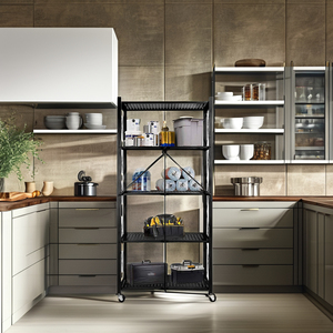 Vente chaude moderne support de rangement pliant en métal à 4 couches avec roues organisateur de cuisine à domicile et rangement de salle de bain pour articles ménagers - Product Image 2