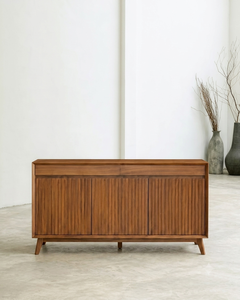 Modern Ribbed Wood Console Cabinet <b>Sideboard</b> Entryway <b>Storage</b> Buffet with Drawers Fluted Door Panelling - Product Image 3