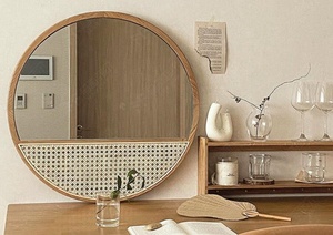 <span class=keywords><strong>Miroir</strong></span> mural <span class=keywords><strong>rond</strong></span> <span class=keywords><strong>en</strong></span> bois contemporain de grande taille SWT 2026, tendance, avec cadre <span class=keywords><strong>en</strong></span> verre, pour la décoration de la maison - Product Image 3