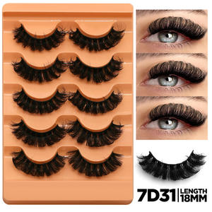 Faux Cils Oeil de Chat 3D Naturels Courbe D Doux Moelleux Croisés 5 Paires Cils <span class=keywords><strong>Manga</strong></span> Effilés Extension de Cils Naturels Maquillage - Product Image 2