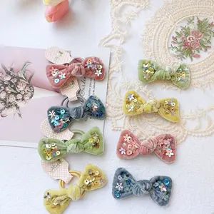 New Velvet Sequin Bow Hair Accessories Leather Headband Bowknot Hairpin Clips Children's Hairpin Kid Hair Accessories For Girls