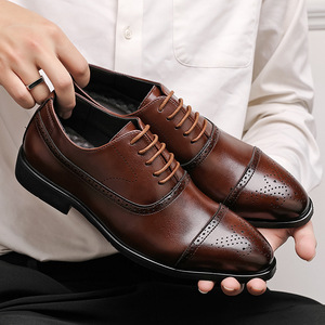 Chaussures habillées Oxford en cuir à bout pointu style britannique, mocassins décontractés pour le bureau, chaussures <span class=keywords><strong>de</strong></span> mariage pour hommes – Nouvelle collection - Product Image 4