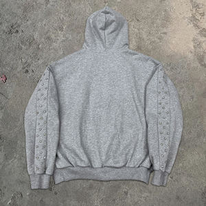 420 Gsm Heavyweight Pull À Capuche Personnalisé Coton Designer Zipper À Capuche Surdimensionné Strass Épais Zip Up Hoodie Fabricants - Product Image 2