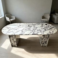 Table à manger ovale pliable moderne en marbre naturel, meubles en pierre solide, bureau décoratif en marbre