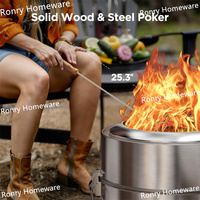 Brasero en acier sans fumée portable avec installation facile, sac de rangement pour pioche à feu, grille extérieure pour la cuisson au feu de bois en plein air