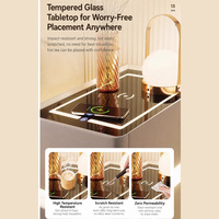 Table de chevet intelligente avec lumière à capteur, minimaliste, écologique, durable, 2 tiroirs de rangement, meuble de nuit, charge sans fil