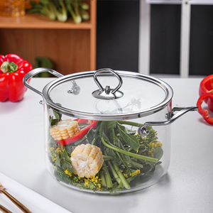 Ensemble de casseroles en verre fait main résistant à la chaleur avec couvercle, batterie de cuisine en verre antiadhésive, compatible avec les plaques de cuisson, <span class=keywords><strong>pour</strong></span> les pâtes et les nouilles - Product Image 5