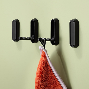 Crochets de serviette pliables noirs pour alliage de salle de bain rabattable crochets de manteau cachés pliants avec magnétisme - Product Image 6