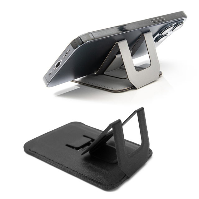 New 2022 PU Leather Customized Logo Magnetic Cell Phone Card Holder Foldable Slim Mobile Phone Stand for iphone