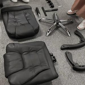 Moderner Indischer Ergonomischer Massage-Gaming-Stuhl Schwarz Verstellbarer Schreibtisch-Bürostuhl mit Ausziehbarer Kopfstütze - Product Image 4