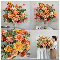 Centros de Mesa Modernos de Alta Calidad para Bodas, Decoraciones de Mesa, Bolas de Flores de Seda Color Naranja Quemado