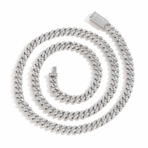 Nouveau Collier Cubain Testé en Argent Sterling 925 Plaqué Rhodium avec Moissanite VVS D de 6 mm à Rangée Unique, Idéal pour Cadeau de Fiançailles ou Fête - Product Image 1