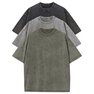 Camiseta de hombre de algodón lavado con efecto ácido, estilo vintage, oversize, casual, streetwear de verano, lisa - Product Image 1