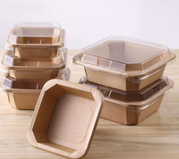 Boîte rigide en papier kraft rectangulaire jetable écologique avec revêtement anti-graisse, impression flexographique, qualité alimentaire, pour gâteaux