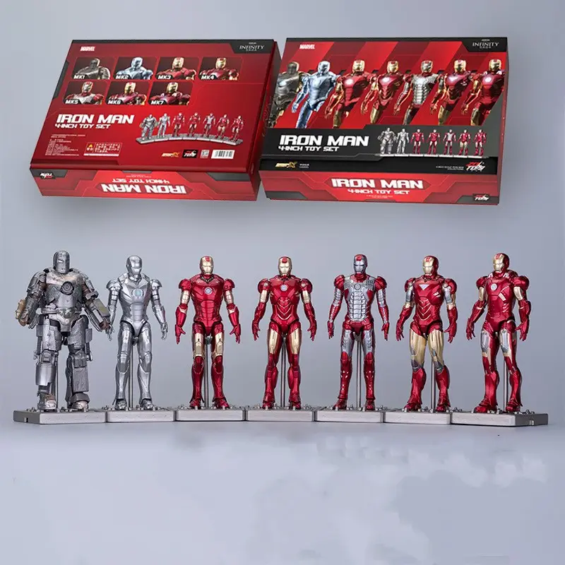AL mainan Iron-Man ZDTOYS 4 inci, tokoh bermain bisa digerakkan Model Mini edisi ulang tahun ke-10 asli bercahaya garasi