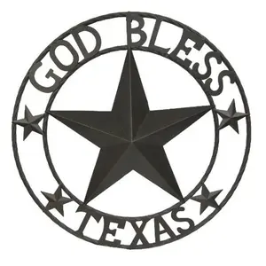 금속 동그라미 스타 말 신의 축복 텍사스 벽 장식 자연 홈 아트 장식 다크 브라운 컬러