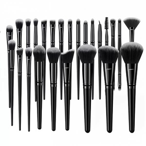 Juego <span class=keywords><strong>de</strong></span> 65 Brochas <span class=keywords><strong>de</strong></span> <span class=keywords><strong>Maquillaje</strong></span> Profesionales Negras con Mangos <span class=keywords><strong>de</strong></span> Plástico y Pelo Sintético - Estuche Multifuncional <span class=keywords><strong>para</strong></span> Herramientas Faciales/Oculares - Product Image 2