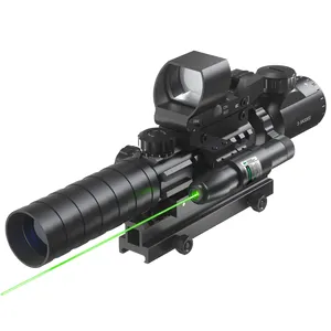 Factory 4-in-1 Scope Combo 3-9x32 Scope with Red & Green Dot Sight and Laser