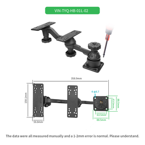 VINmounts Aluminum Dual Display Fish Finder Mount Eco-Friendly 360 Adjustable Horizontal Arm Dual Device <b>Bracket</b> Black for - Product Image 3
