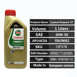 น้ำมันเครื่องสังเคราะห์กึ่งสังเคราะห์คุณภาพรับประกัน SN 20W50 MA2 รุ่นยุโรป 1 ลิตร 15F578 4008177183065 สำหรับ <span class=keywords><strong>Castrol</strong></span> Power1 - Product Image 6